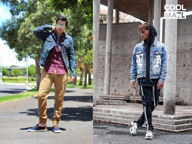 Quần jogger thể thao phối áo khoác jean