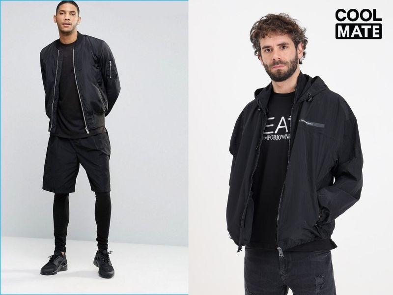 Quần legging thể thao phối cùng áo khoác gió