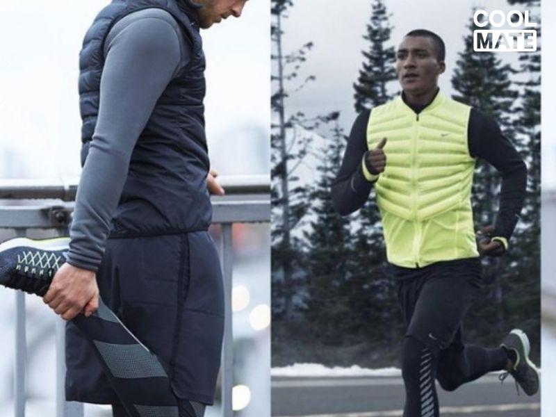 Quần legging thể thao phối cùng áo phao