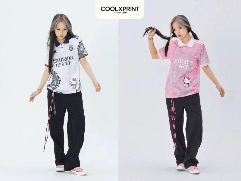 Áo đá banh Hello Kitty nữ có cổ
