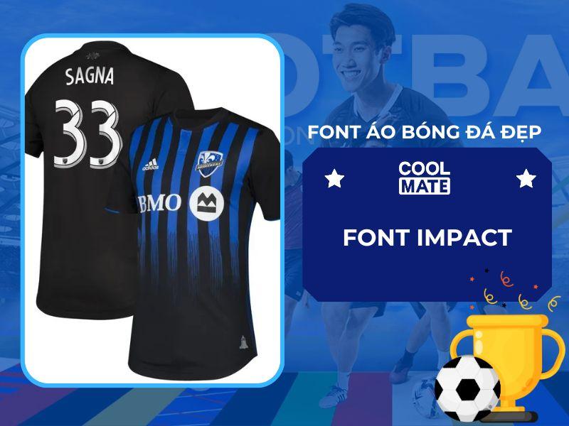 Font chữ in áo bóng đá Impact