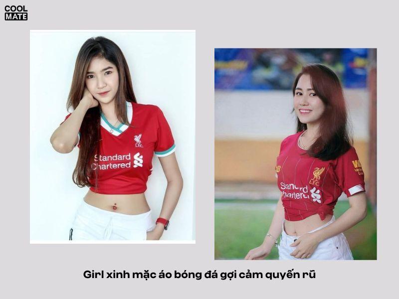 Con gái mặc áo bóng đá tự tin và hấp dẫn