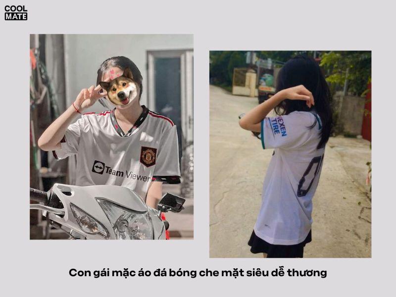 Con gái tạo dáng bí ẩn với áo bóng đá