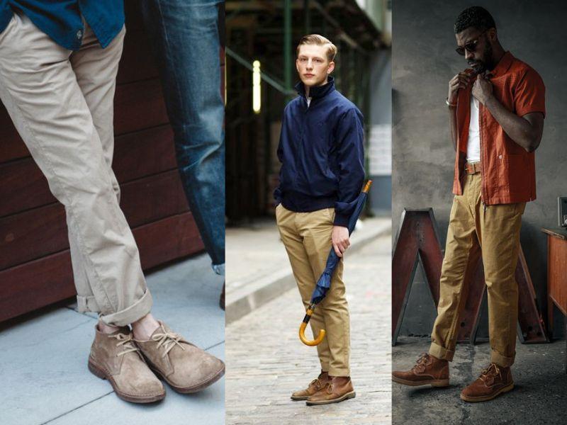 Biến hóa nhiều phong cách thời trang từ lịch lãm đến cá tính với giày Desert Boots và quần kaki
