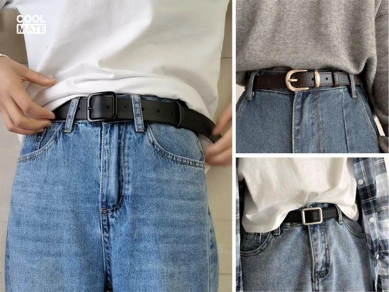 Đeo thắt lưng giúp điều chỉnh quần jean vừa vặn khi bị rộng
