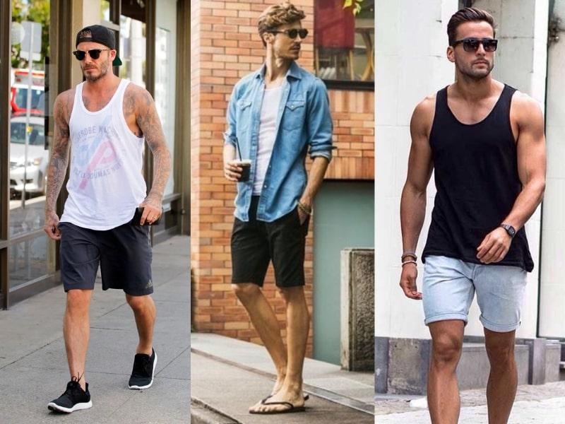 Áo tank top phối cùng quần short giúp tôn dáng và tạo cảm giác cao hơn
