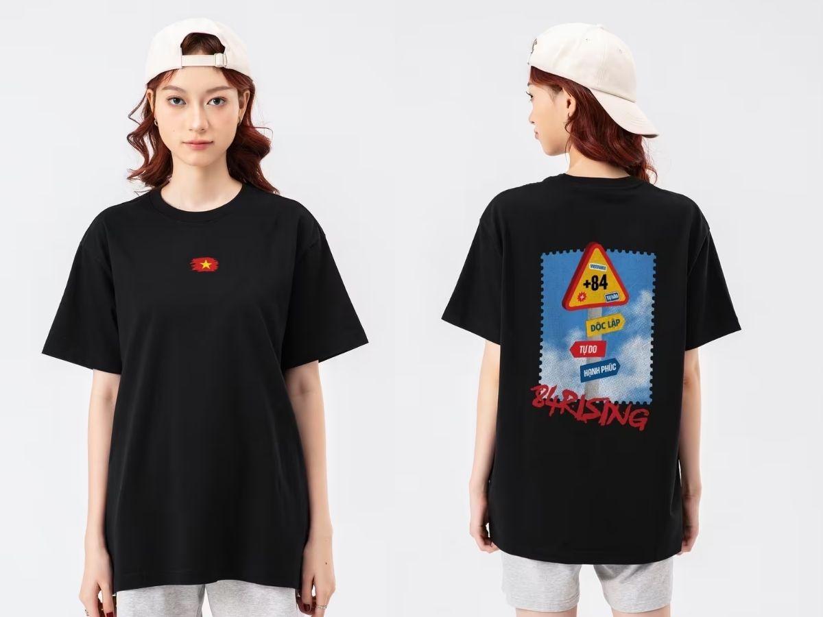 Áo thun 84RISING SIGN với thiết kế cột tín hiệu +84
