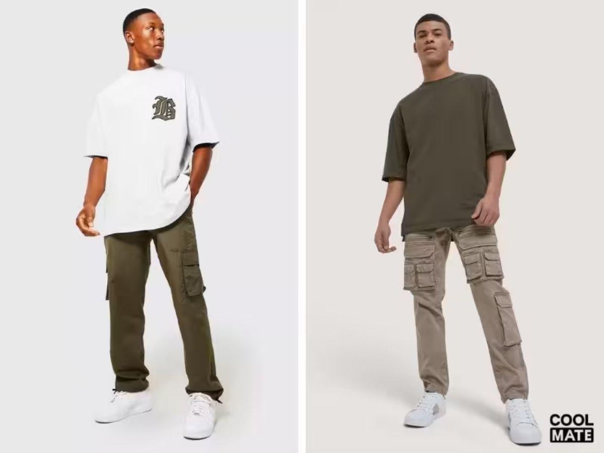 Áo thun nam oversize mix cùng quần cargo là một chọn lựa sáng suốt