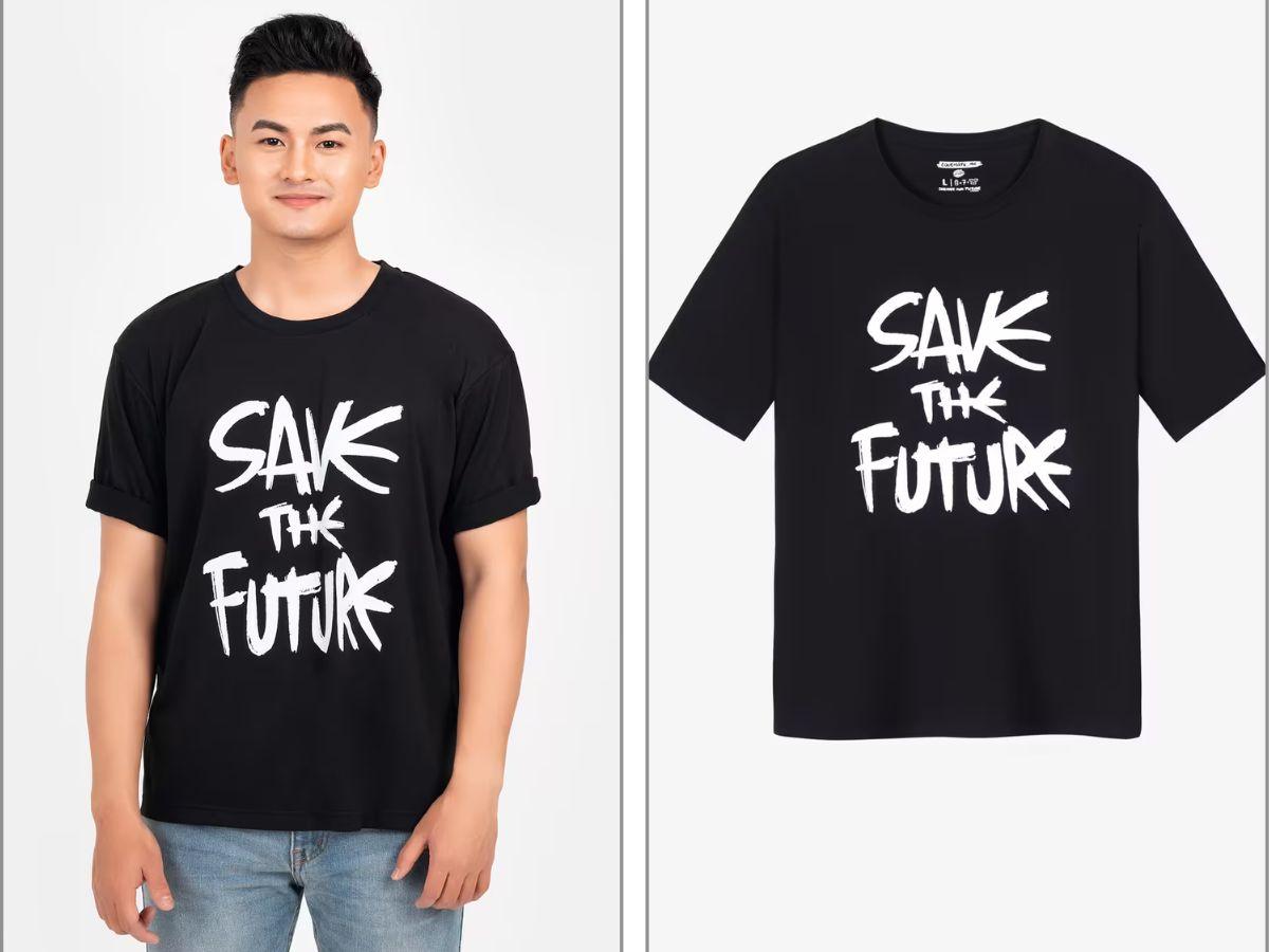Áo thun màu đen in Save The Future