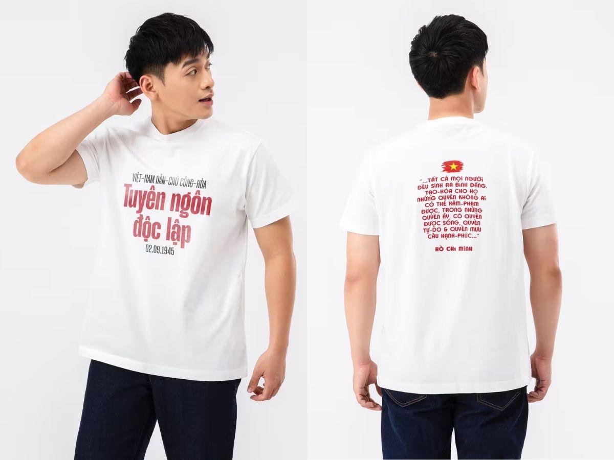 Áo thun biểu tượng Việt Nam in trích dẫn Tuyên ngôn Độc lập của Coolmate