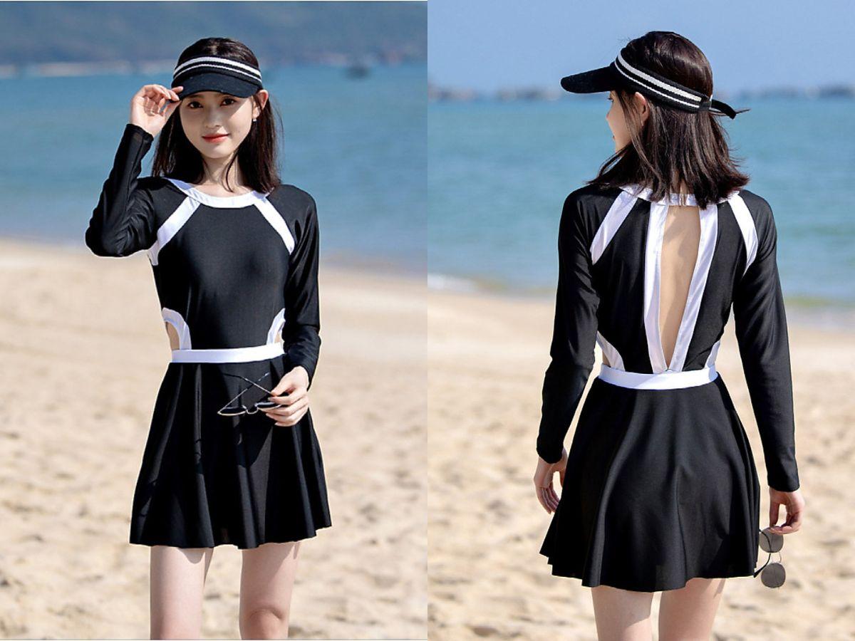 Đồ bơi dáng váy giúp che khuyết điểm đùi và tôn nét nữ tính nhẹ nhàng