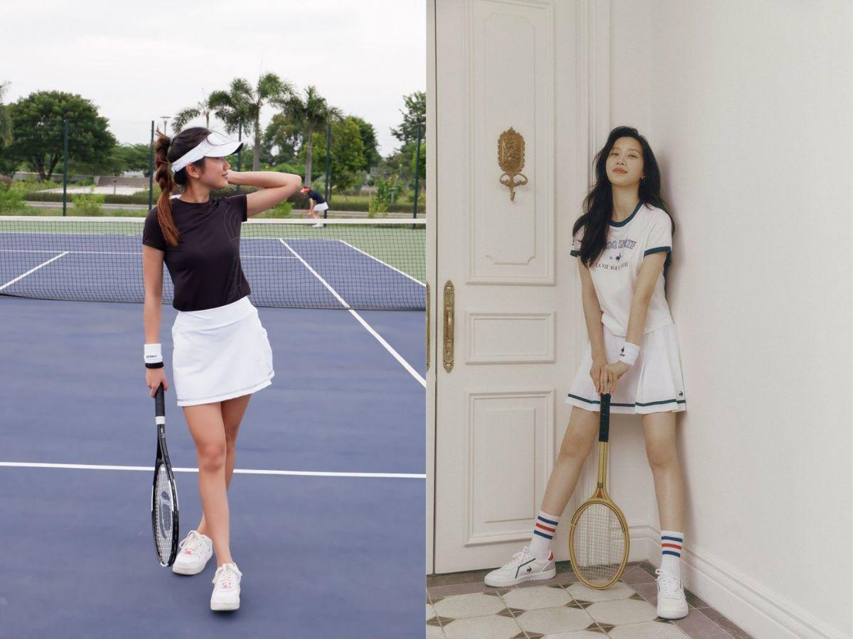 Phối áo thun và chân váy tennis năng động