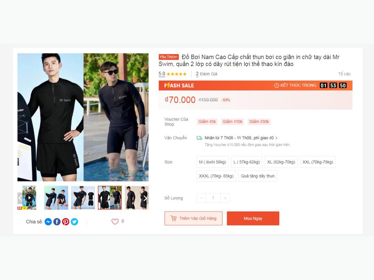 Mua đồ bơi online trên Shopee
