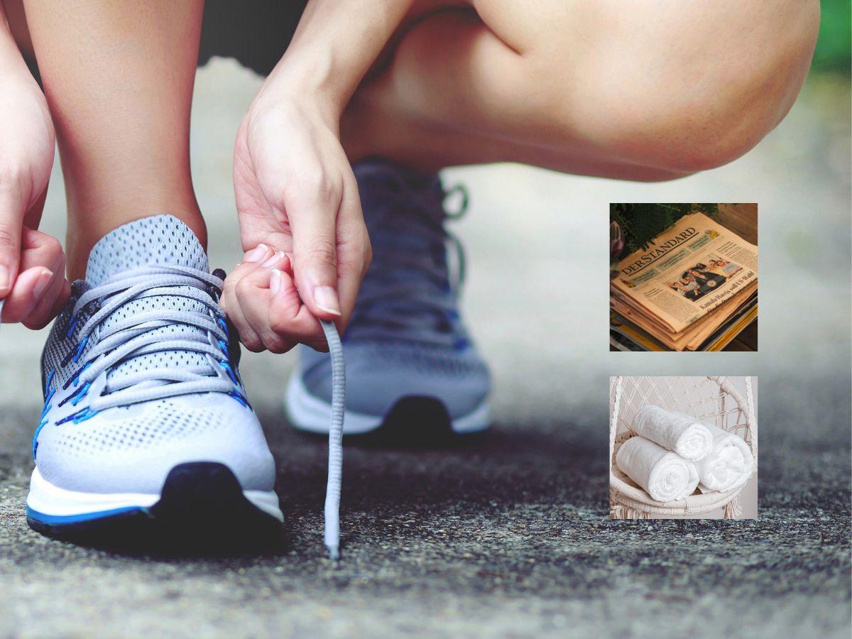 Nhớ dùng khăn ẩm và giấy báo để vệ sinh và giữ phom giày nhé