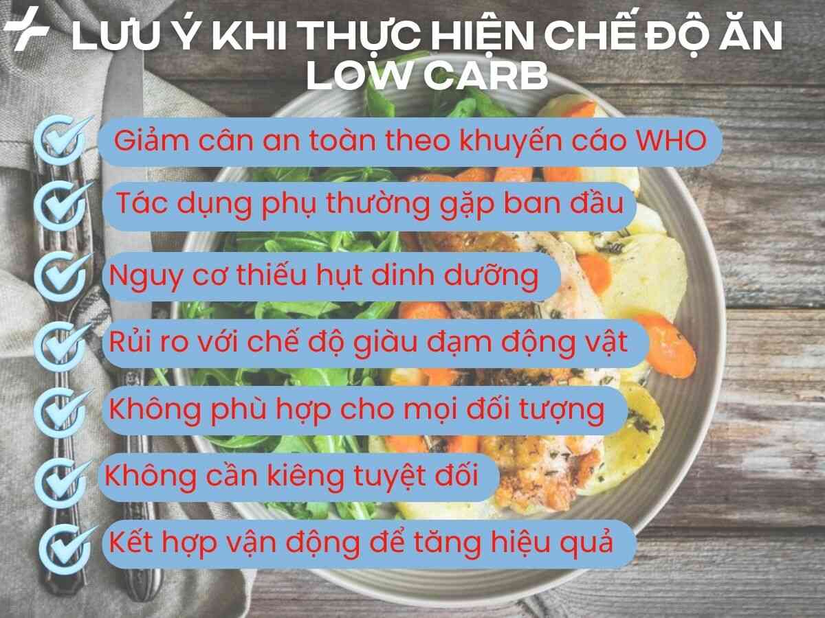 Những lưu ý khi thực hiện chế độ ăn low carb