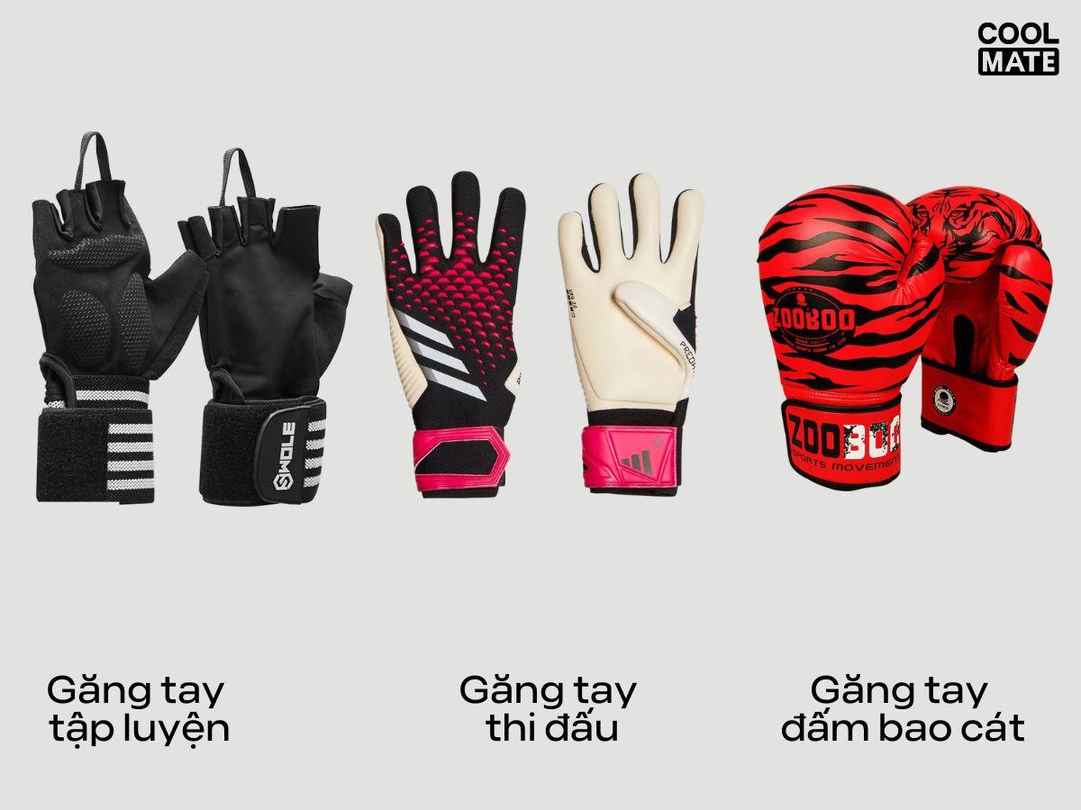Các loại găng tập luyện, găng tay đấm bao cát và găng tay thi đấu
