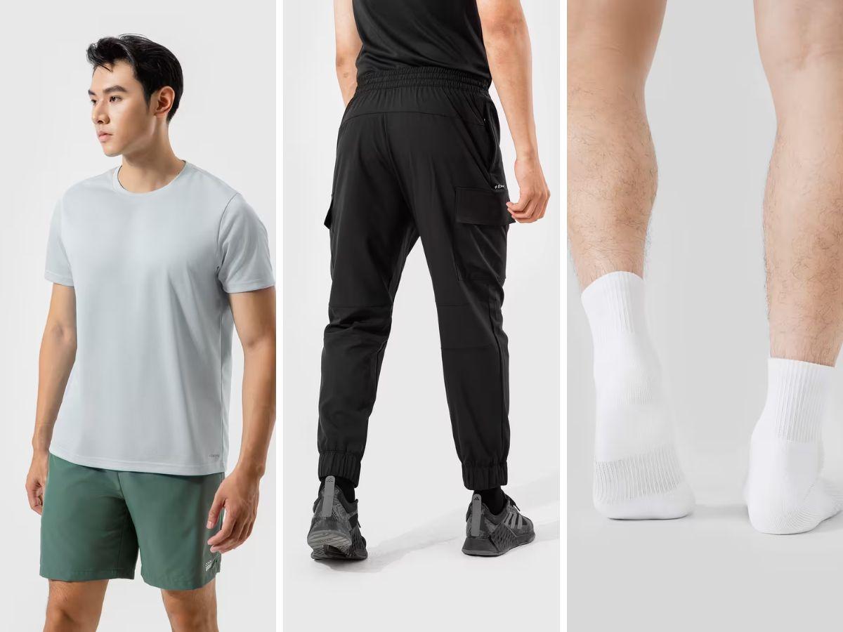Các sản phẩm áo thun, quần jogger và tất tại Coolmate