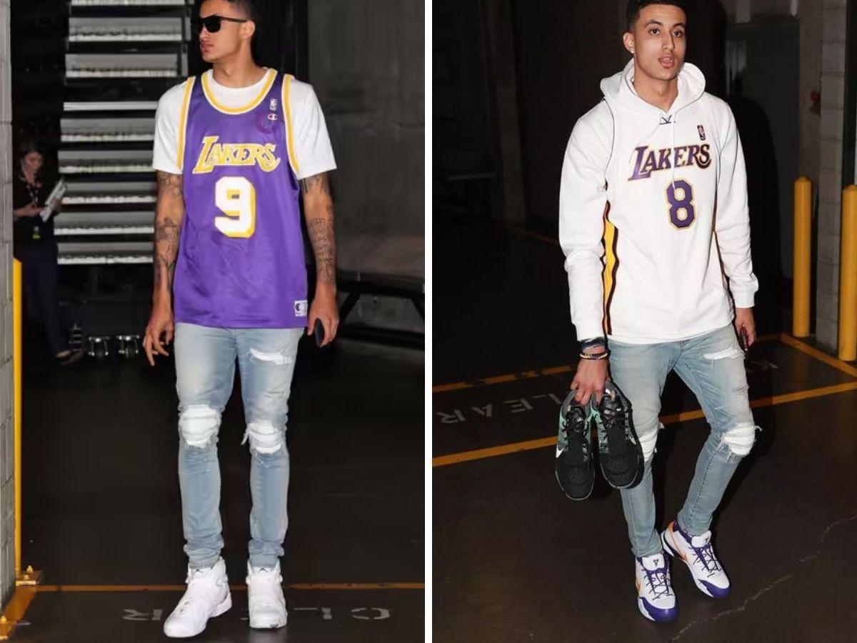 Phối áo bóng rổ với quần jeans rách