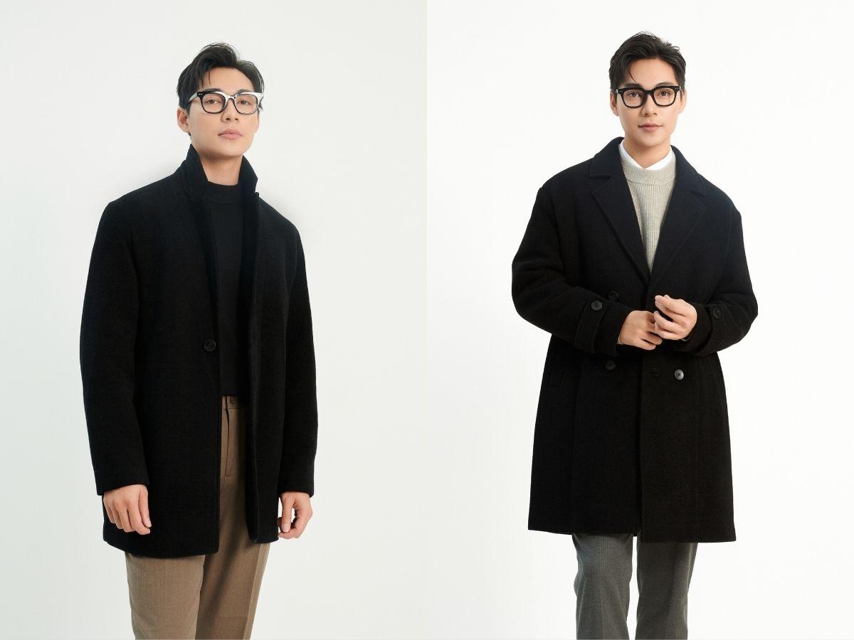 Áo măng tô nam tôn thêm vẻ sang trọng khi kết hợp với áo len cashmere