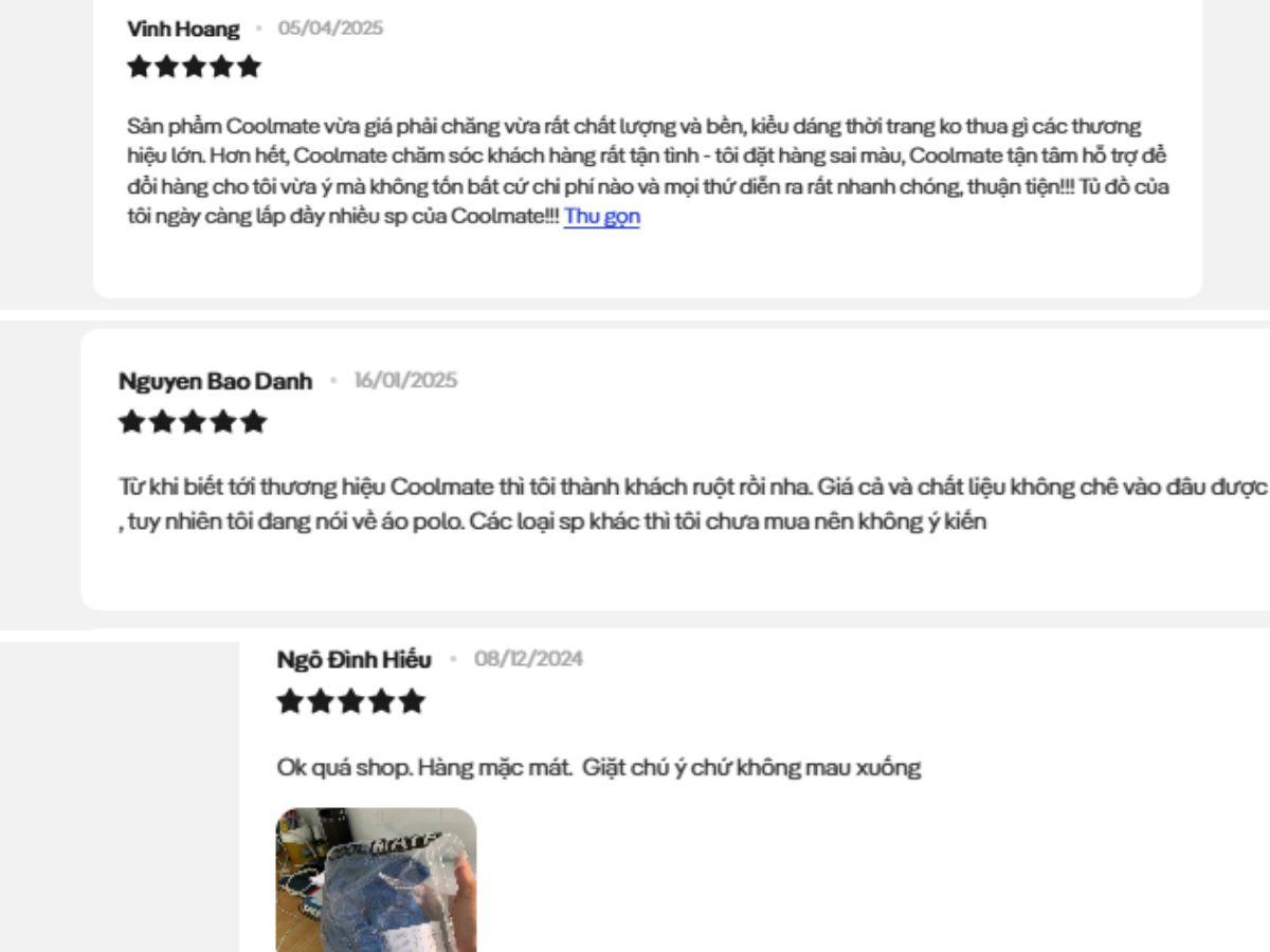 Chia sẻ của khách hàng khi dùng áo trên website