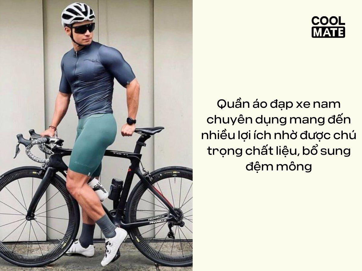 Quần áo đạp xe nam chuyên dụng mang đến nhiều lợi ích nhờ được chú trọng chất liệu, bổ sung đệm mông