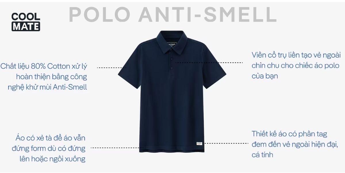 Áo polo nam công nghệ khử mùi Anti-Smell
