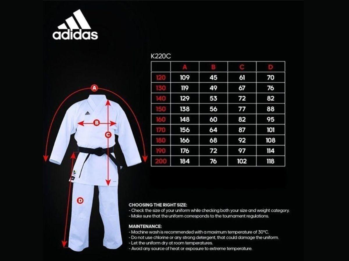 Tham khảo bảng size đồ Karate Adidas