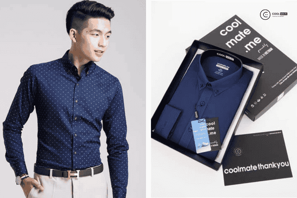Áo sơ mi chấm bi nam Coolmate đẹp, chất lượng và tinh xảo trong từng đường kim mũi chỉ