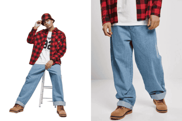 Áo sơ mi đỏ nam phối quần baggy