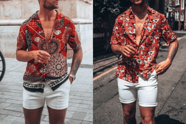 Áo sơ mi đỏ nam phối quần short