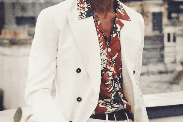 Áo sơ mi đỏ nam phối áo vest/blazer