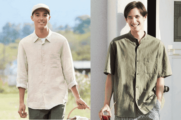 Chi tiết áo sơ mi linen nam Uniqlo