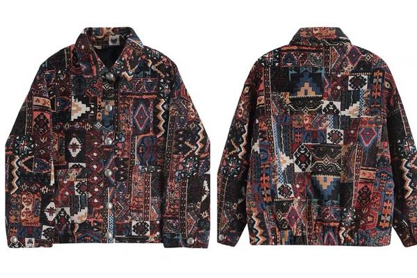 Áo sơ mi nam thổ cẩm dáng rộng Vintage