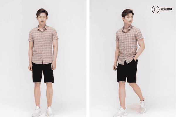 Áo sơ mi nam tay ngắn sọc caro tiện lợi cho người mặc