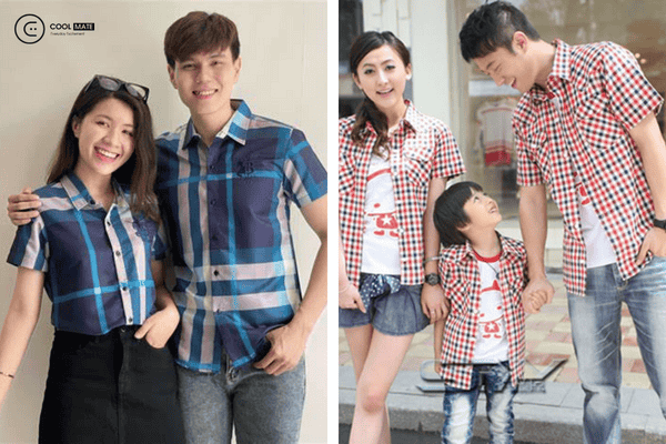 Siêu lãng mạn cho các cặp đôi với set đồ đôi cùng áo sơ mi nam tay ngắn sọc caro
