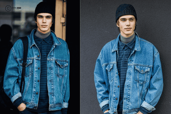 Áo thun cổ lọ tay dài với denim jacket