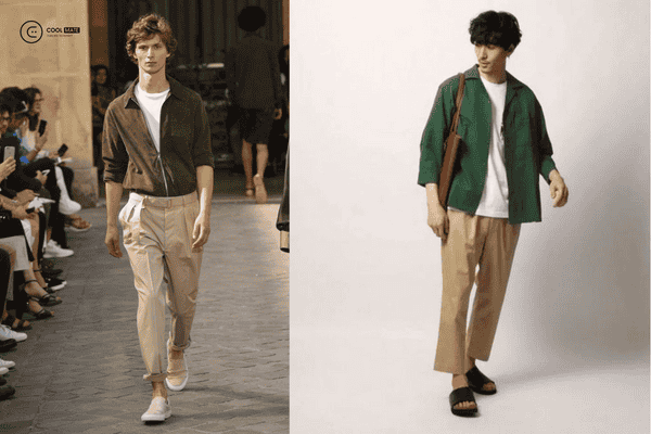 Mix match layer với áo sơ mi xanh rêu