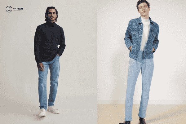 Áo thun cổ lọ với quần jeans