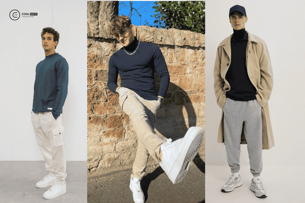 Áo thun cổ lọ với quần jogger