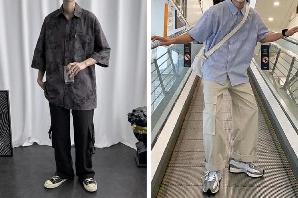 Áo sơ mi form rộng và quần túi hộp - phong cách phá cách