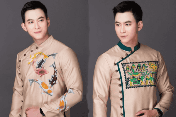Mẫu áo dài họa tiết thêu cao cấp