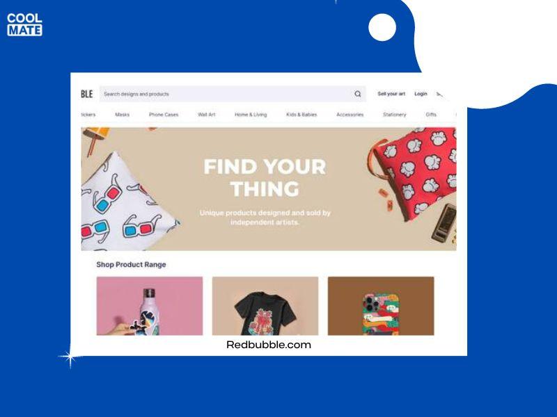Giao diện website Redbubble.com với nhiều thiết kế độc đáo