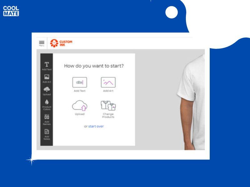 Giao diện website Custom Ink với nhiều mẫu áo đồng phục