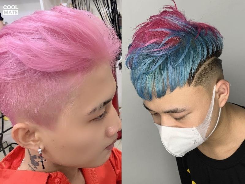 Nhuộm tóc màu hồng khói 