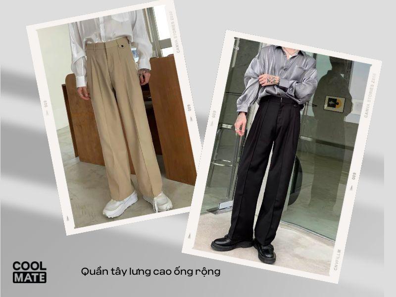  Quần tây lưng cao ống rộng