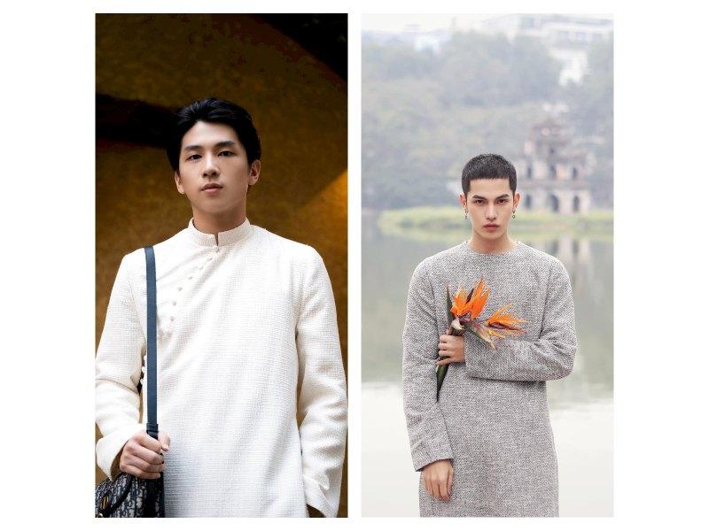Những bộ áo dài với chất liệu vải tweed mềm mại, kết cấu vân chéo tạo cảm giác mềm mại, sang trọng.