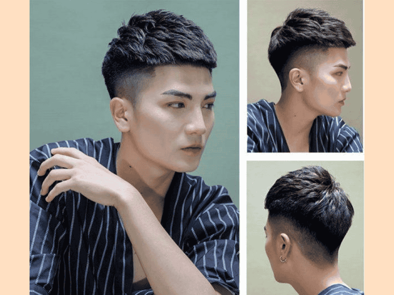 Tóc rối đỉnh đầu và cạo sát hai bên hoặc chẻ ngôi so le