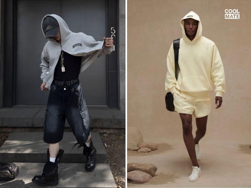 Năng động với quần short và hoodie
