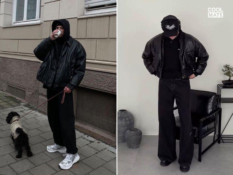 Thanh lịch hơn khi phối hoodie cùng áo khoác da