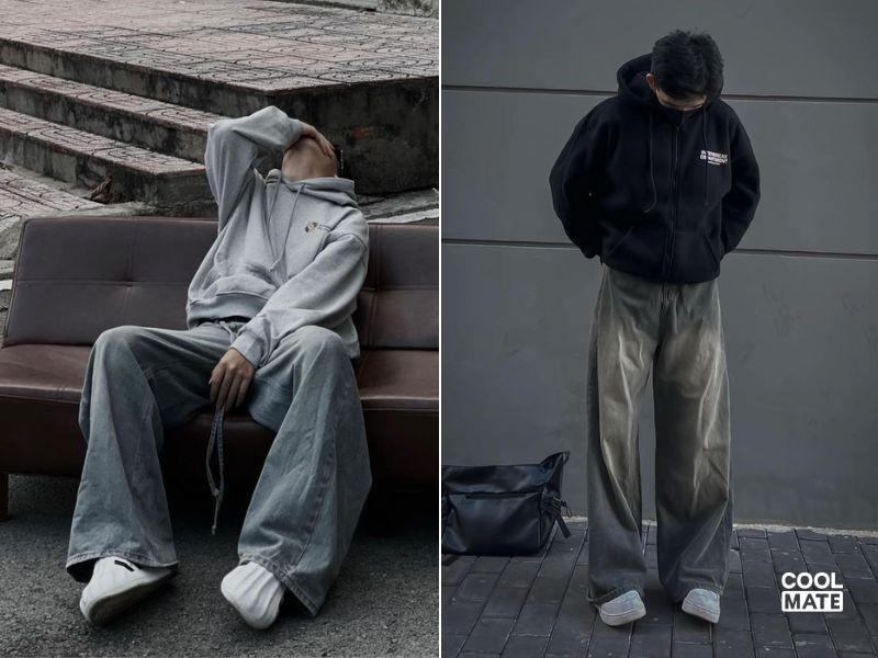 Phối quần jean cùng hoodie